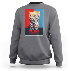 Cats For Trump 2024 Sweatshirt Funny Cat Election Blonde Hair TS02 Charcoal Print Your Wear