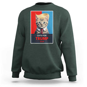 Cats For Trump 2024 Sweatshirt Funny Cat Election Blonde Hair TS02 Dark Forest Green Print Your Wear