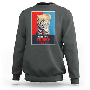 Cats For Trump 2024 Sweatshirt Funny Cat Election Blonde Hair TS02 Dark Heather Print Your Wear