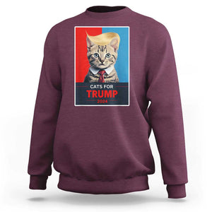 Cats For Trump 2024 Sweatshirt Funny Cat Election Blonde Hair TS02 Maroon Print Your Wear