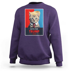 Cats For Trump 2024 Sweatshirt Funny Cat Election Blonde Hair TS02 Purple Print Your Wear