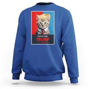 Cats For Trump 2024 Sweatshirt Funny Cat Election Blonde Hair TS02 Royal Blue Print Your Wear