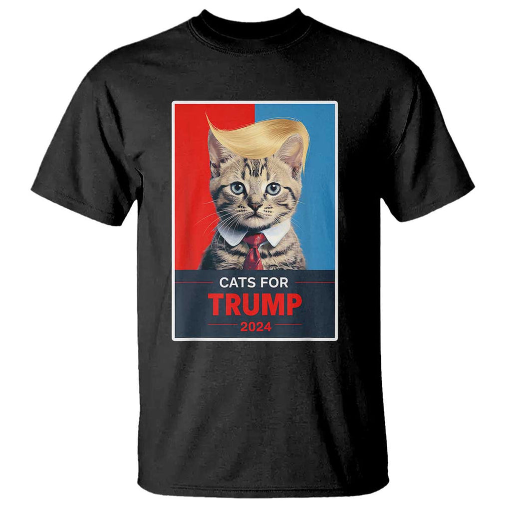 Cats For Trump 2024 T Shirt Funny Cat Election Blonde Hair TS02 Black Print Your Wear