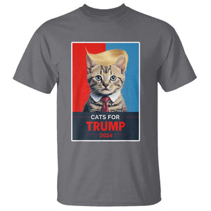 Cats For Trump 2024 T Shirt Funny Cat Election Blonde Hair TS02 Charcoal Print Your Wear