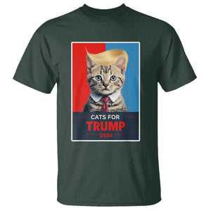 Cats For Trump 2024 T Shirt Funny Cat Election Blonde Hair TS02 Dark Forest Green Print Your Wear