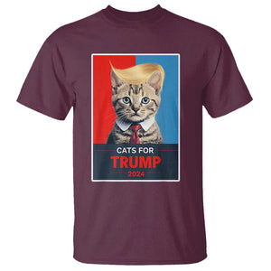 Cats For Trump 2024 T Shirt Funny Cat Election Blonde Hair TS02 Maroon Print Your Wear