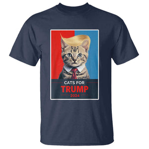 Cats For Trump 2024 T Shirt Funny Cat Election Blonde Hair TS02 Navy Print Your Wear