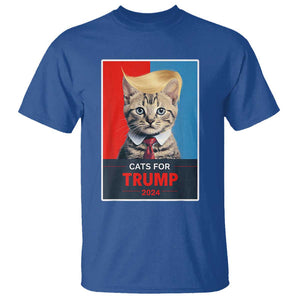 Cats For Trump 2024 T Shirt Funny Cat Election Blonde Hair TS02 Royal Blue Print Your Wear