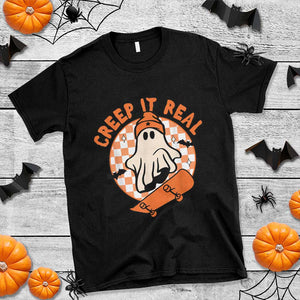 Halloween Skating Boo Sheet T Shirt Creep It Real Ghost Fall Season Retro Vintage TS02 Black Print Your Wear