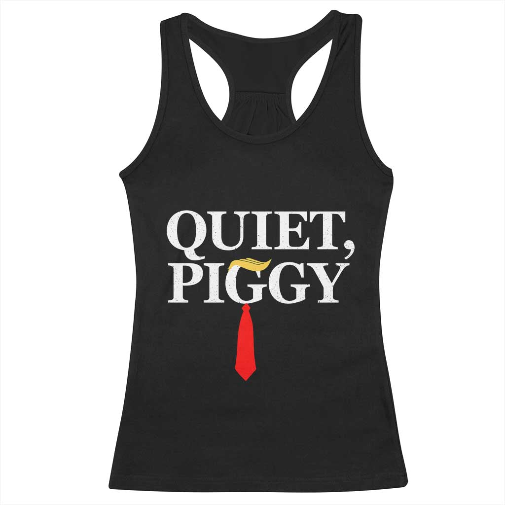 Quiet Piggy Funny Blonde Racerback Tank Top Political Satire Humor Free Speech TS02 Black Print Your Wear