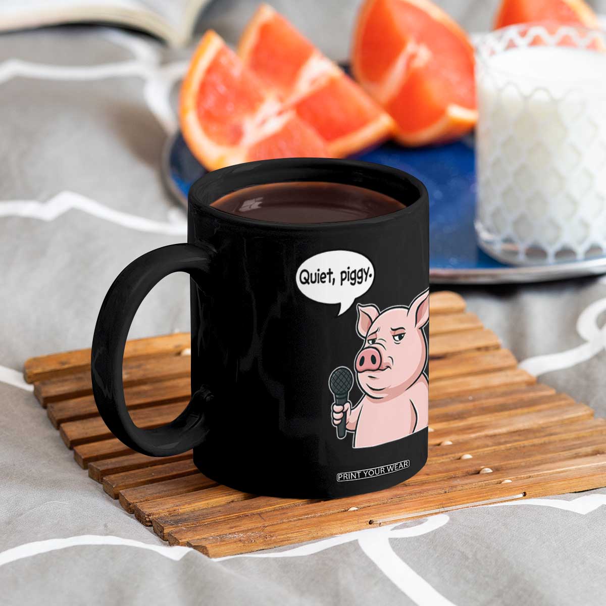 Quiet Piggy Funny Sarcastic Pig Coffee Mug Political Satire Humor Free Speech TS02 Print Your Wear