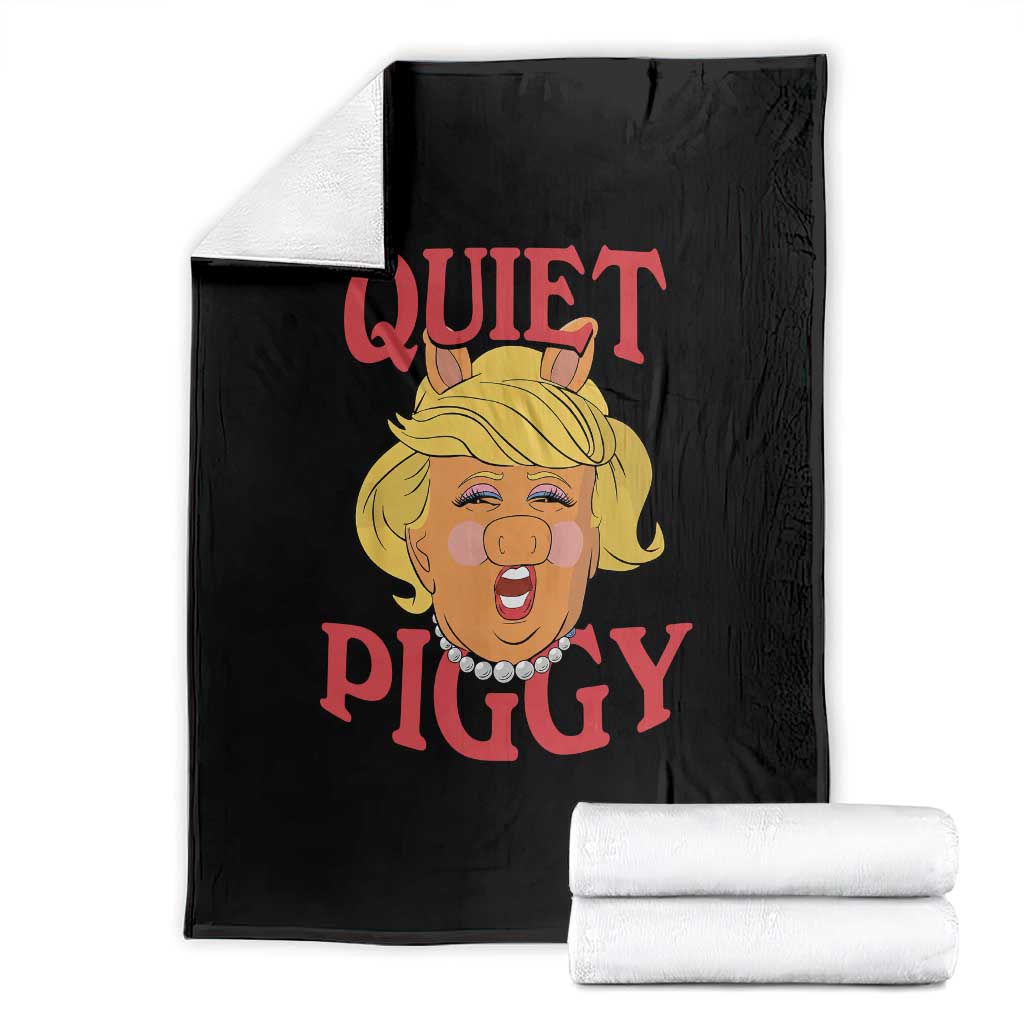Quiet Piggy Drag Parody Throw Blanket Funny Miss Piggy Trump TS02 Black Print Your Wear