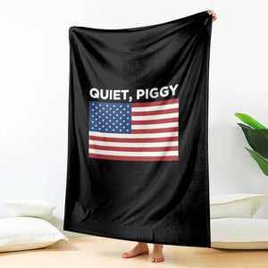 Quiet Piggy Patriotic Meme Throw Blanket Satirical USA Flag Free Speech TS02 Print Your Wear