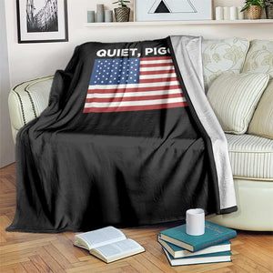 Quiet Piggy Patriotic Meme Throw Blanket Satirical USA Flag Free Speech TS02 Print Your Wear