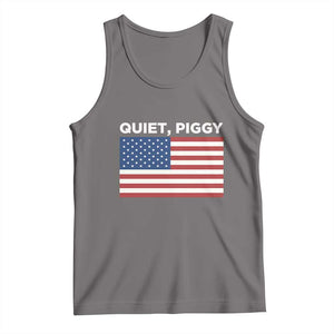 Quiet Piggy Patriotic Meme Tank Top Satirical USA Flag Free Speech TS02 Deep Heather Print Your Wear