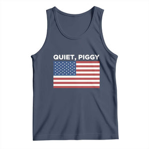 Quiet Piggy Patriotic Meme Tank Top Satirical USA Flag Free Speech TS02 Navy Print Your Wear