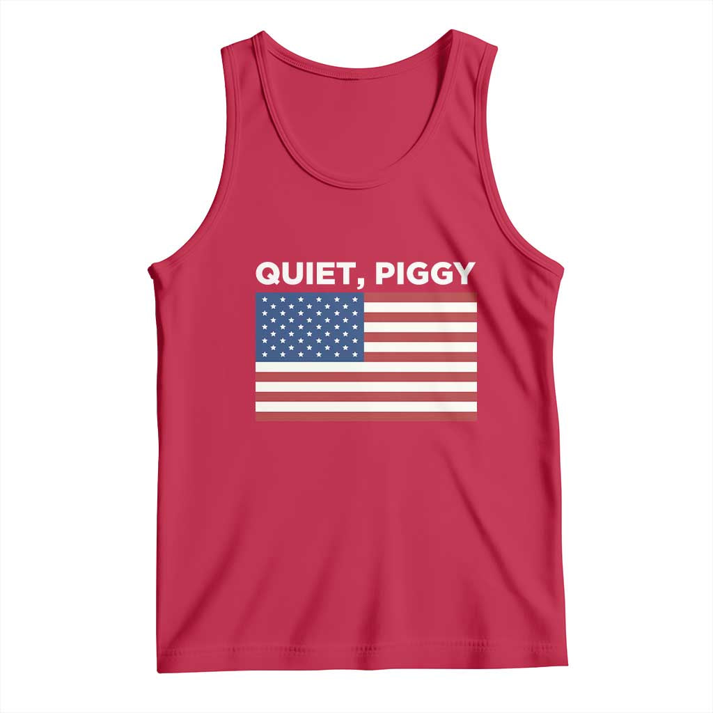 Quiet Piggy Patriotic Meme Tank Top Satirical USA Flag Free Speech TS02 Red Print Your Wear