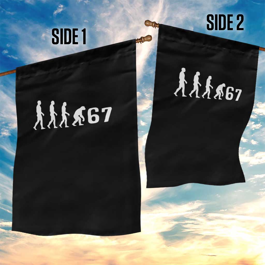 Funny 67 Reverse Evolution Garden Flag Sarcastic Six Seven Meme TS02 Print Your Wear
