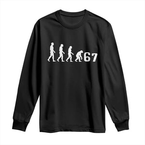 Funny 67 Reverse Evolution Long Sleeve Shirt Sarcastic Six Seven Meme TS02 Black Print Your Wear