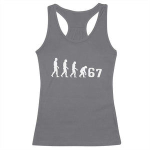 Funny 67 Reverse Evolution Racerback Tank Top Sarcastic Six Seven Meme TS02 Charcoal Print Your Wear