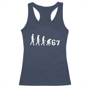 Funny 67 Reverse Evolution Racerback Tank Top Sarcastic Six Seven Meme TS02 Navy Print Your Wear