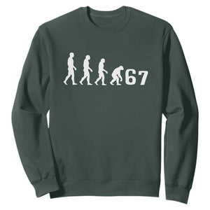 Funny 67 Reverse Evolution Sweatshirt Sarcastic Six Seven Meme TS02 Dark Forest Green Print Your Wear