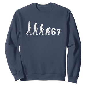 Funny 67 Reverse Evolution Sweatshirt Sarcastic Six Seven Meme TS02 Navy Print Your Wear