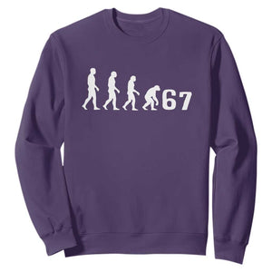 Funny 67 Reverse Evolution Sweatshirt Sarcastic Six Seven Meme TS02 Purple Print Your Wear