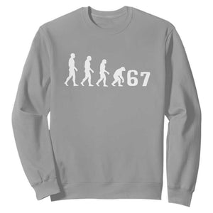 Funny 67 Reverse Evolution Sweatshirt Sarcastic Six Seven Meme TS02 Sport Gray Print Your Wear