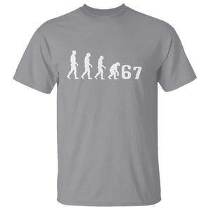 Funny 67 Reverse Evolution T Shirt Sarcastic Six Seven Meme TS02 Sport Gray Print Your Wear