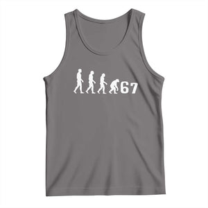 Funny 67 Reverse Evolution Tank Top Sarcastic Six Seven Meme TS02 Deep Heather Print Your Wear