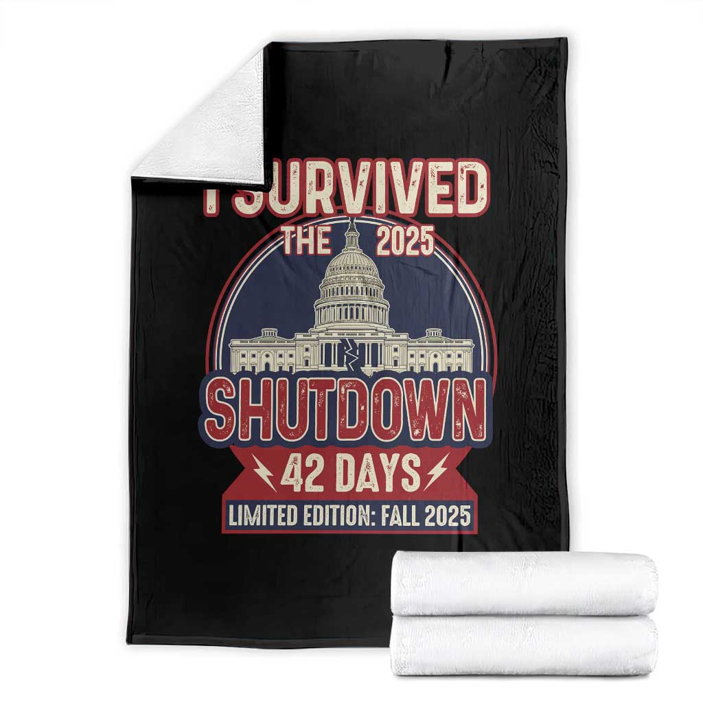 I Survived the 2025 Shutdown Throw Blanket Funny Government Closure Parody Political Humor TS02 Black Print Your Wear
