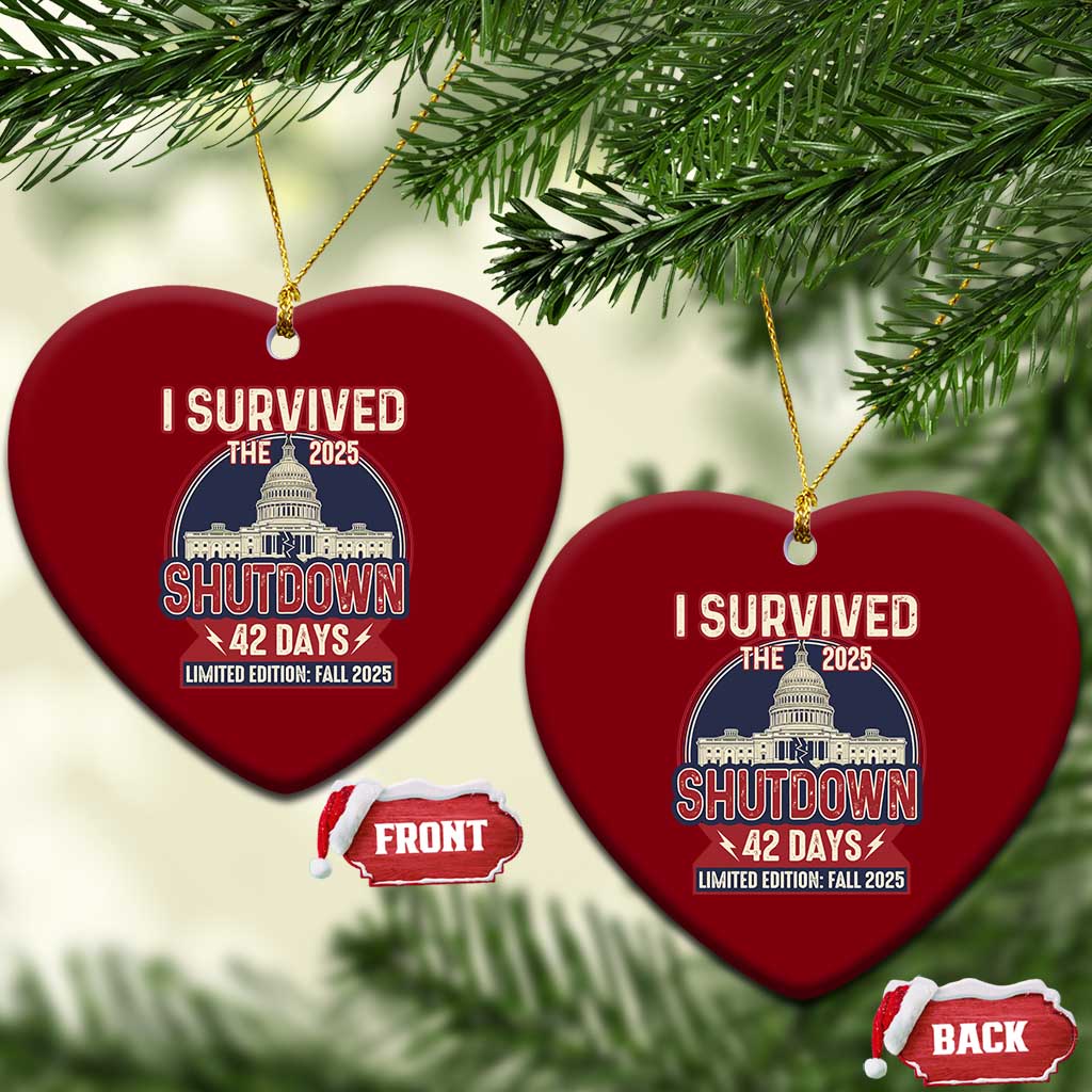 I Survived the 2025 Shutdown Ceramic Ornament Funny Government Closure Parody Political Humor TS02 Print Your Wear