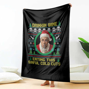 Funny Ed Gein Horror Christmas Meme Throw Blanket Drinking Wine Eating This Sinful Cold Cuts Viral Scene TS02 Print Your Wear