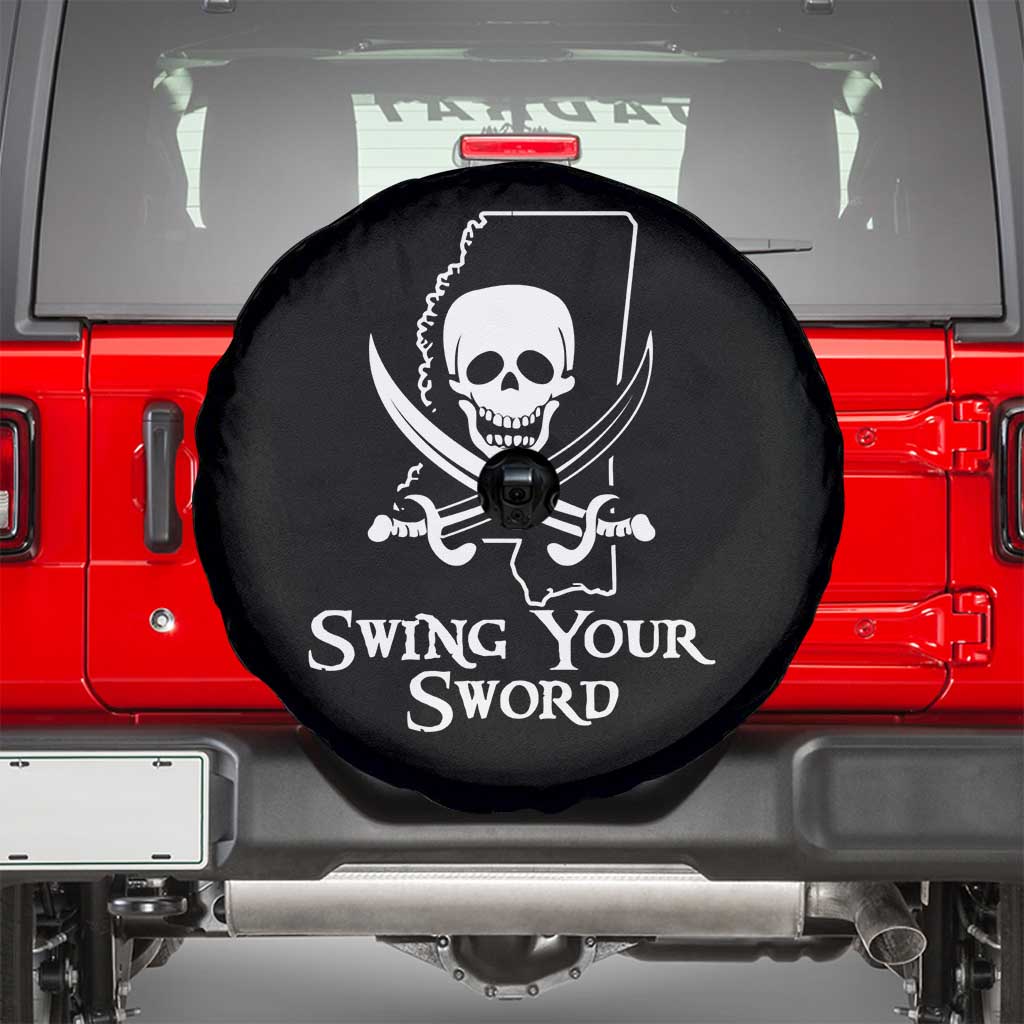 Pirate Skull Spare Tire Cover Swing Your Sword Motivational Quote TS02 Black Print Your Wear