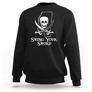 Pirate Skull Sweatshirt Swing Your Sword Motivational Quote TS02 Black Printyourwear