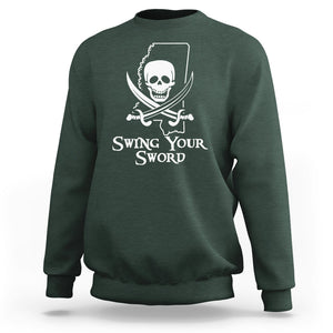 Pirate Skull Sweatshirt Swing Your Sword Motivational Quote TS02 Dark Forest Green Printyourwear