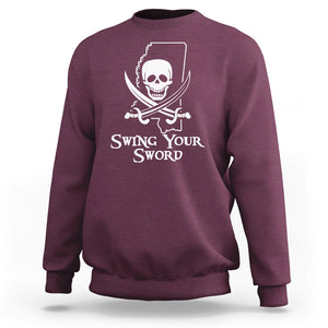 Pirate Skull Sweatshirt Swing Your Sword Motivational Quote TS02 Maroon Printyourwear