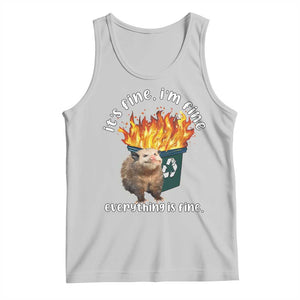 Funny Opossum Meme Tank Top It's Fine I'm Fine Everything Is Fine Dumpster Fire TS02 Ash Print Your Wear
