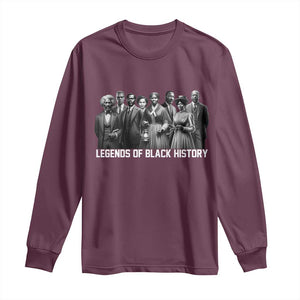 Legends of Black History Long Sleeve Shirt Civil Rights Leaders TS02 Maroon Print Your Wear