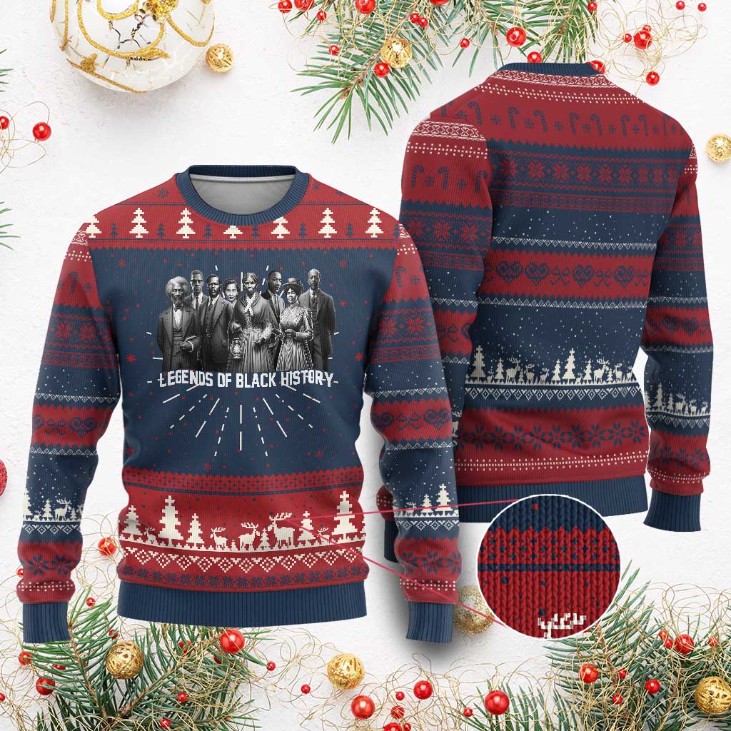 Legends of Black History Ugly Christmas Sweater Civil Rights Leaders TS02 Burgundy Print Your Wear