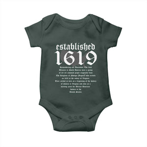 African American History Baby Onesie Project 1619 Established American Map Retro Vintage TS02 Dark Forest Green Print Your Wear