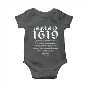 African American History Baby Onesie Project 1619 Established American Map Retro Vintage TS02 Dark Heather Print Your Wear