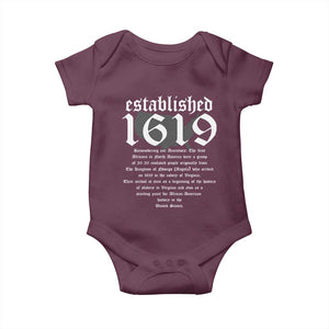 African American History Baby Onesie Project 1619 Established American Map Retro Vintage TS02 Maroon Print Your Wear