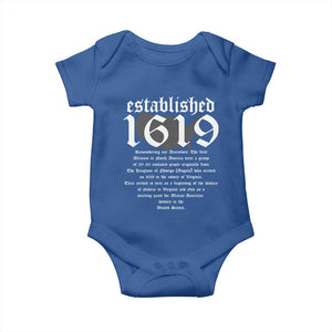 African American History Baby Onesie Project 1619 Established American Map Retro Vintage TS02 Royal Blue Print Your Wear