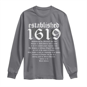 African American History Long Sleeve Shirt Project 1619 Established American Map Retro Vintage TS02 Charcoal Print Your Wear