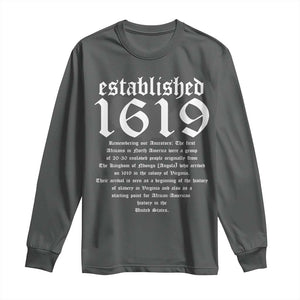 African American History Long Sleeve Shirt Project 1619 Established American Map Retro Vintage TS02 Dark Heather Print Your Wear