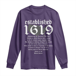 African American History Long Sleeve Shirt Project 1619 Established American Map Retro Vintage TS02 Purple Print Your Wear