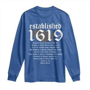 African American History Long Sleeve Shirt Project 1619 Established American Map Retro Vintage TS02 Royal Blue Print Your Wear