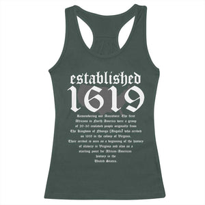 African American History Racerback Tank Top Project 1619 Established American Map Retro Vintage TS02 Dark Forest Green Print Your Wear